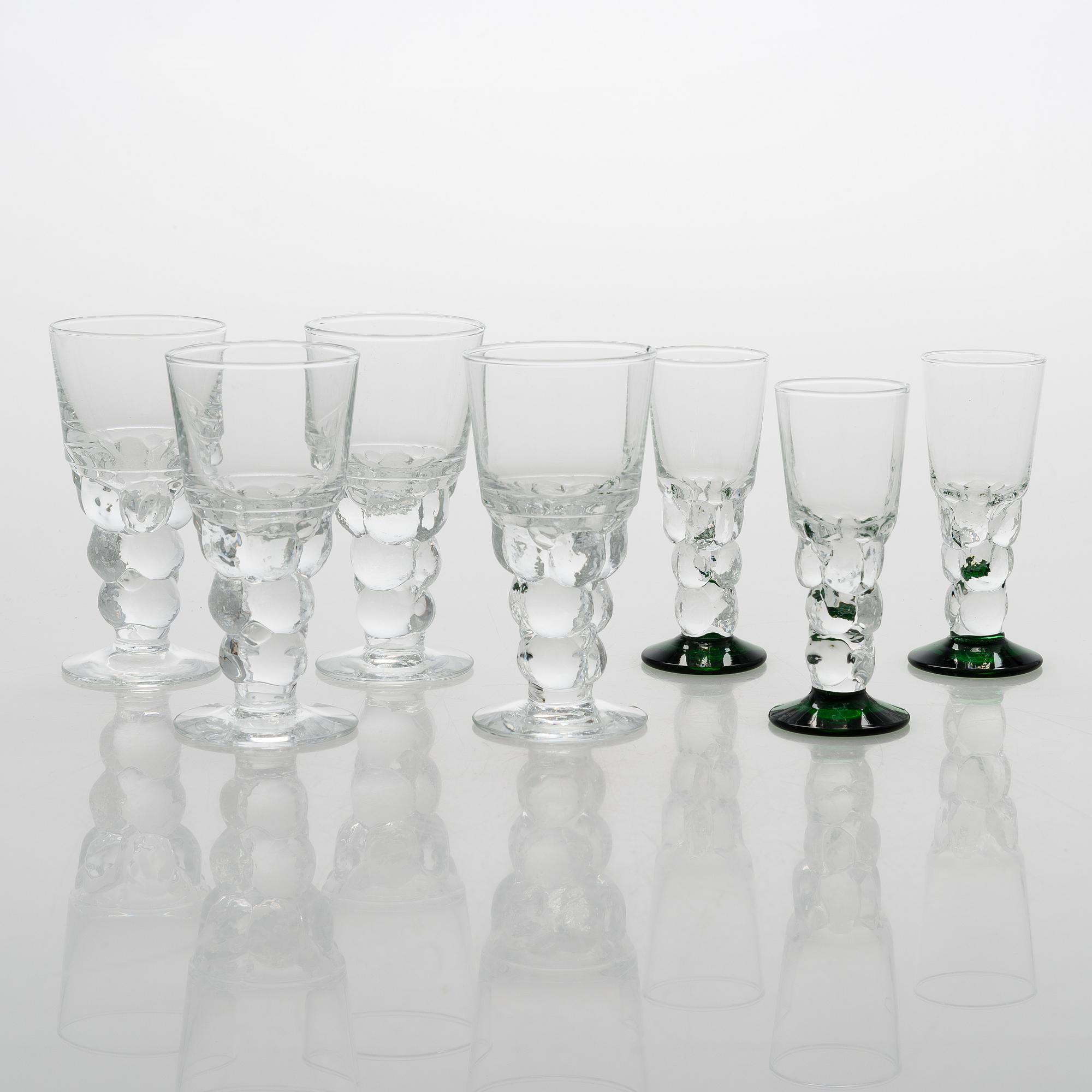 Oiva Toikka, glasservis, 28 delar, "Mukura" ("Paratiisi"), Notsjö 1971-75.