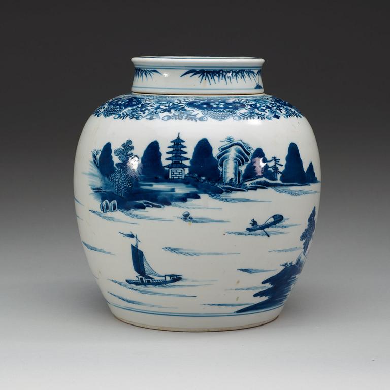 KRUKA med LOCK, porslin. Qing dynastin, Jiaqing (1796-1820).