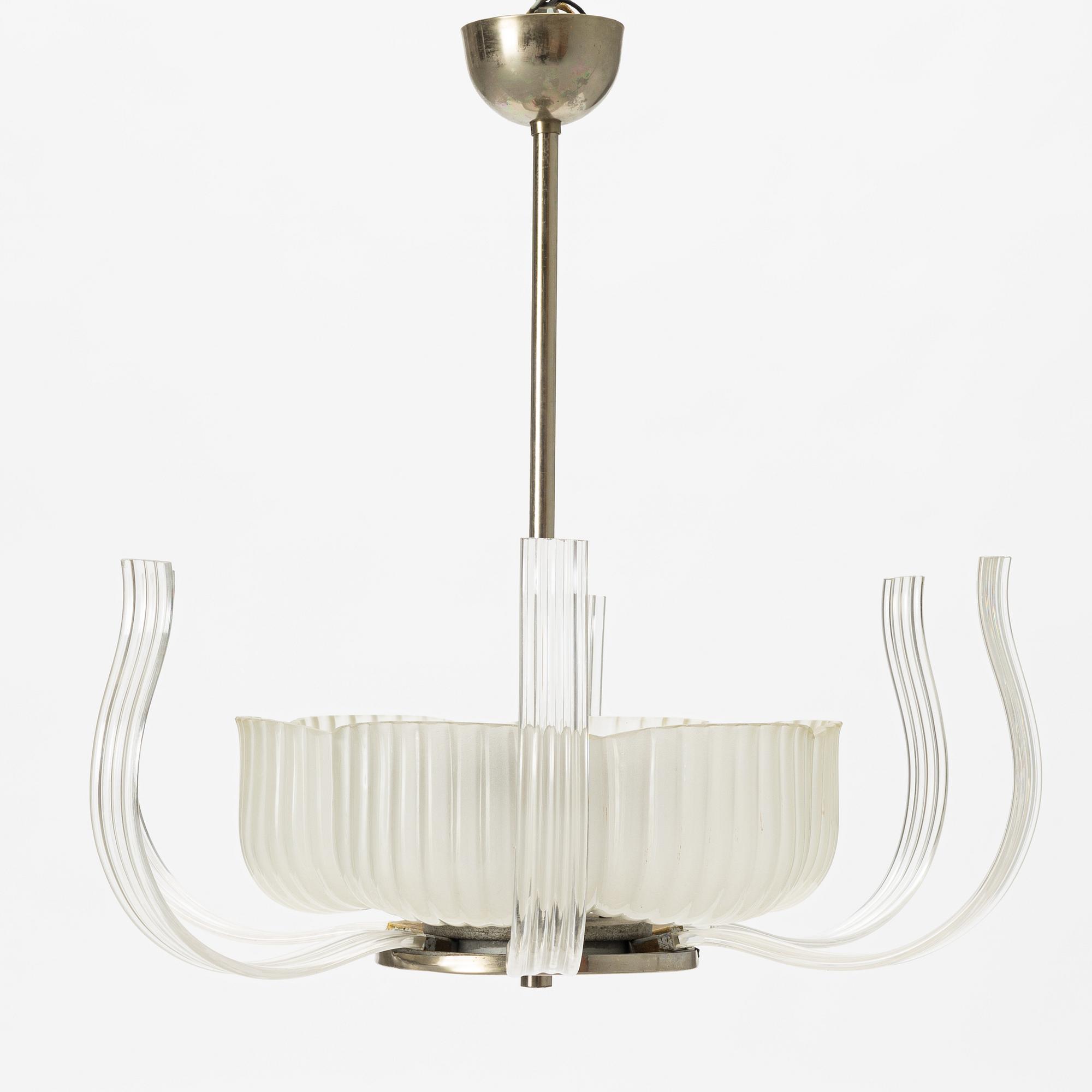 Sven Palmqvist, a ceiling lamp, Orrefors 1940's.