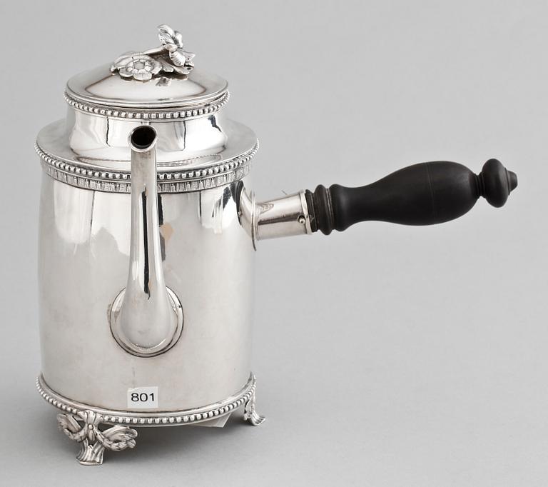 KAFFEKANNA, silver av Andres Fredrik Weise, Stockholm 1785. Gustaviansk.