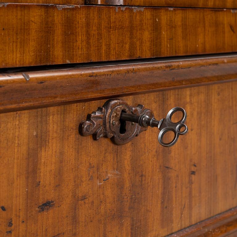 A mahogany veneered vitrine cabinet, mid 19t Century.