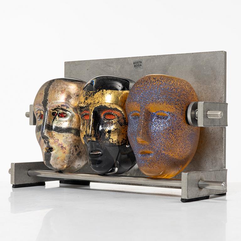 Bertil Vallien, a glass and metal sculpture, "Brains", Kosta Boda, Sweden, limited edition 100, signed.