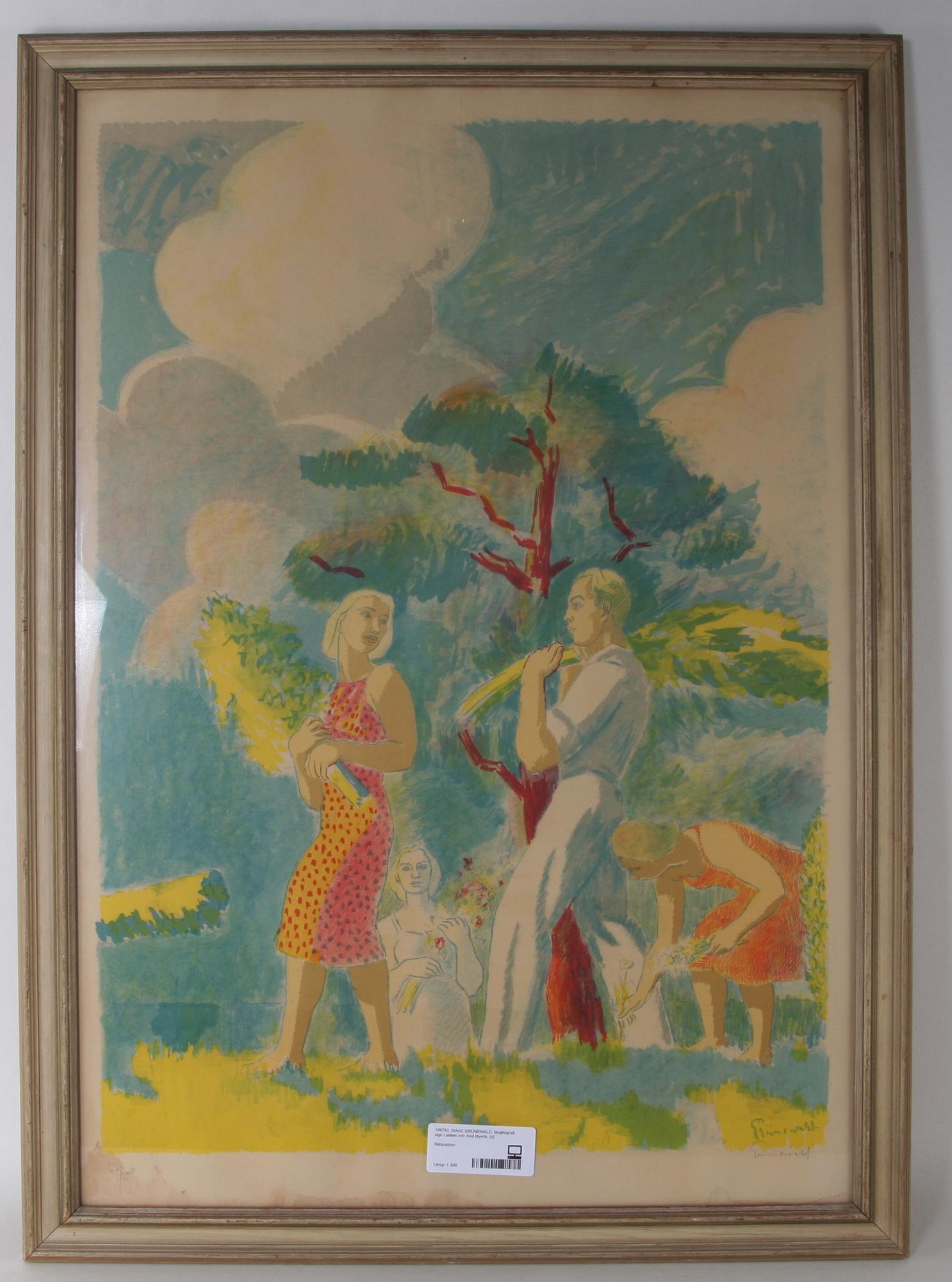 ISAAC GRÜNEWALD, färglitografi, sign i plåten och med blyerts.