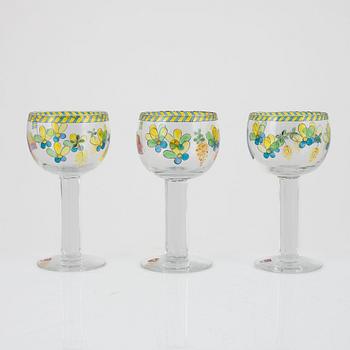 Gunnar Cyrén, a set of three goblets for Orrefors, Sweden.