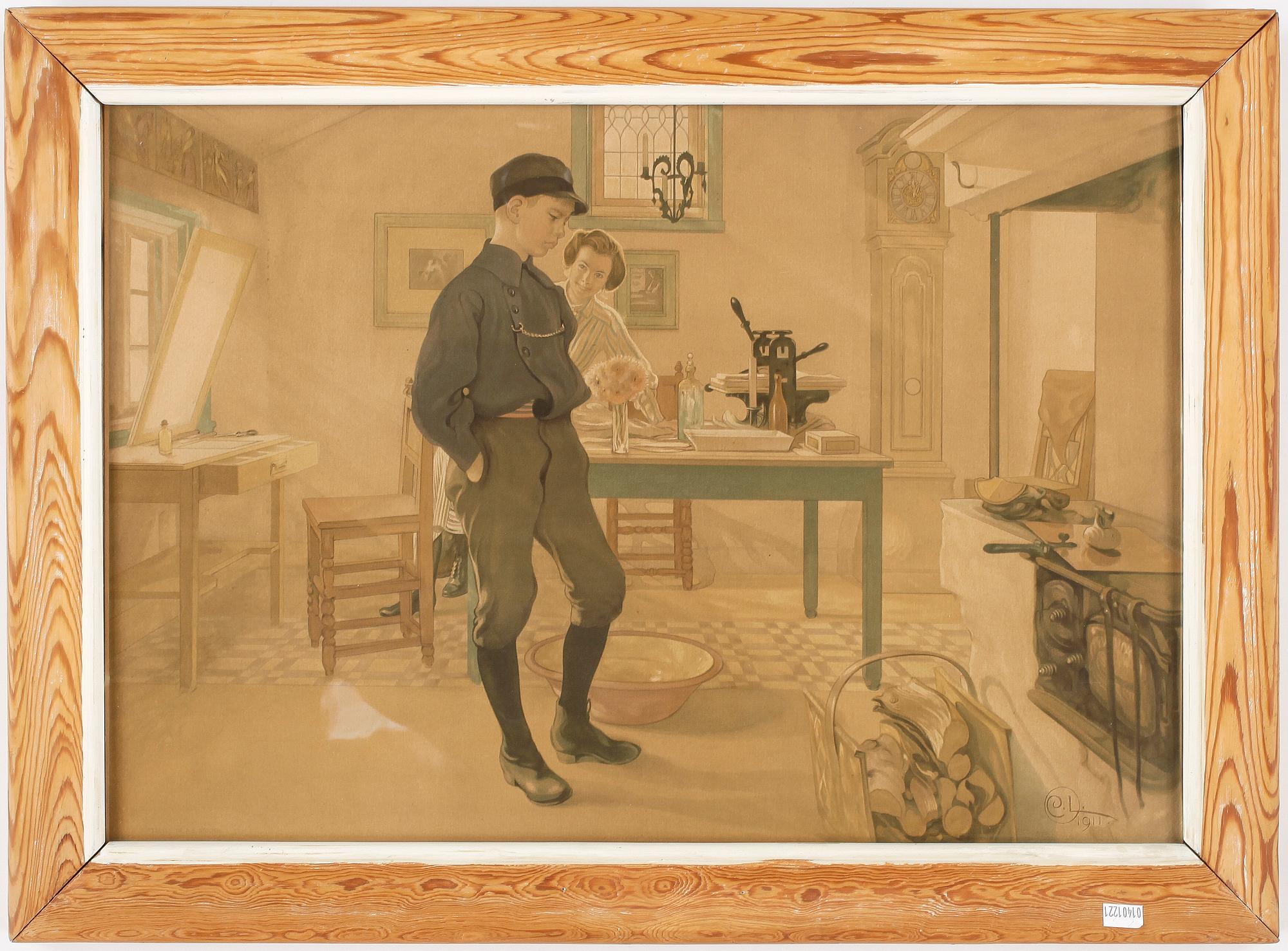 CARL LARSSON, litografiskt tryck, signerad och daterad 1911 i trycket.