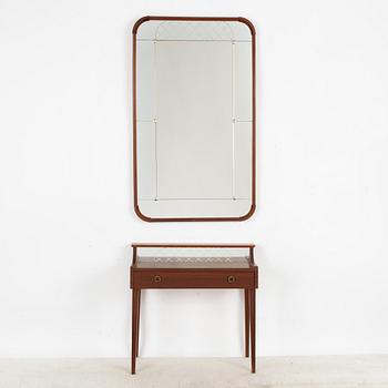 A mirror and small dresser/dressing table, Glas&Trä, Sweden, 1950's/60's.