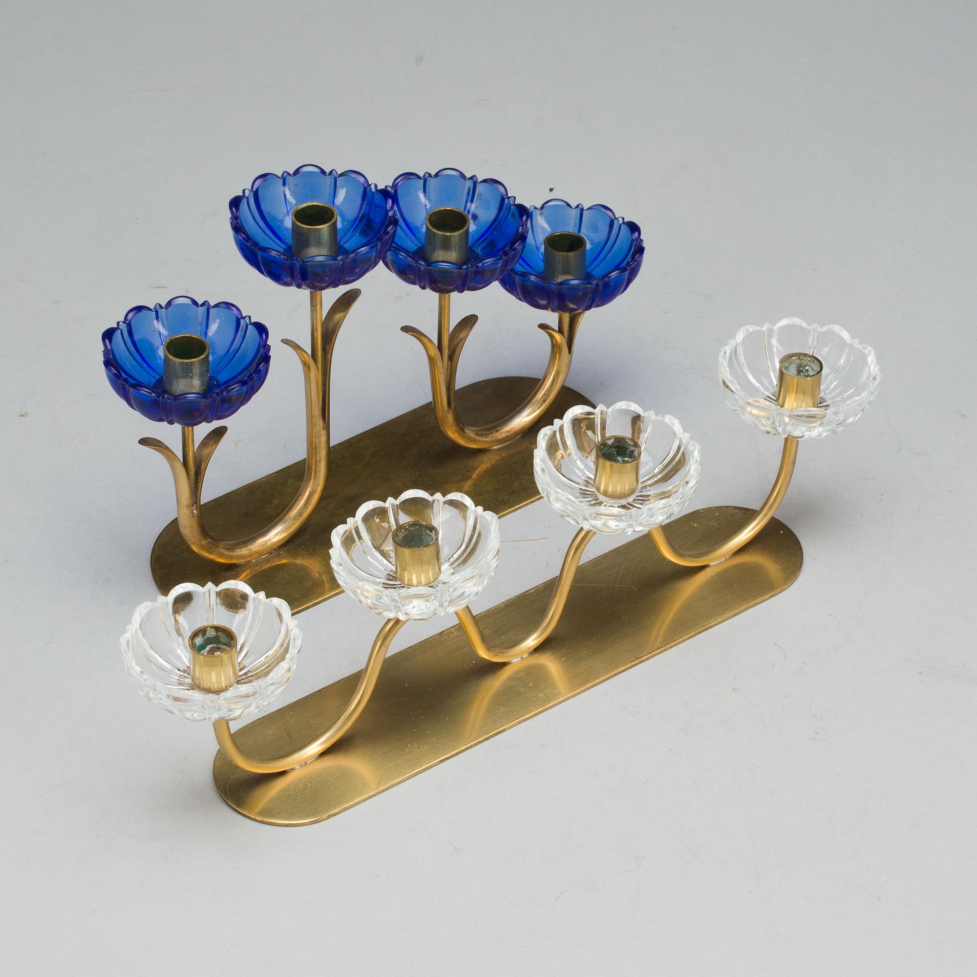 LJUSSTAKAR, 2 + 1 ST, Gunnar Ander, Ystad Metall, samt okänd. 1900-talets mitt.