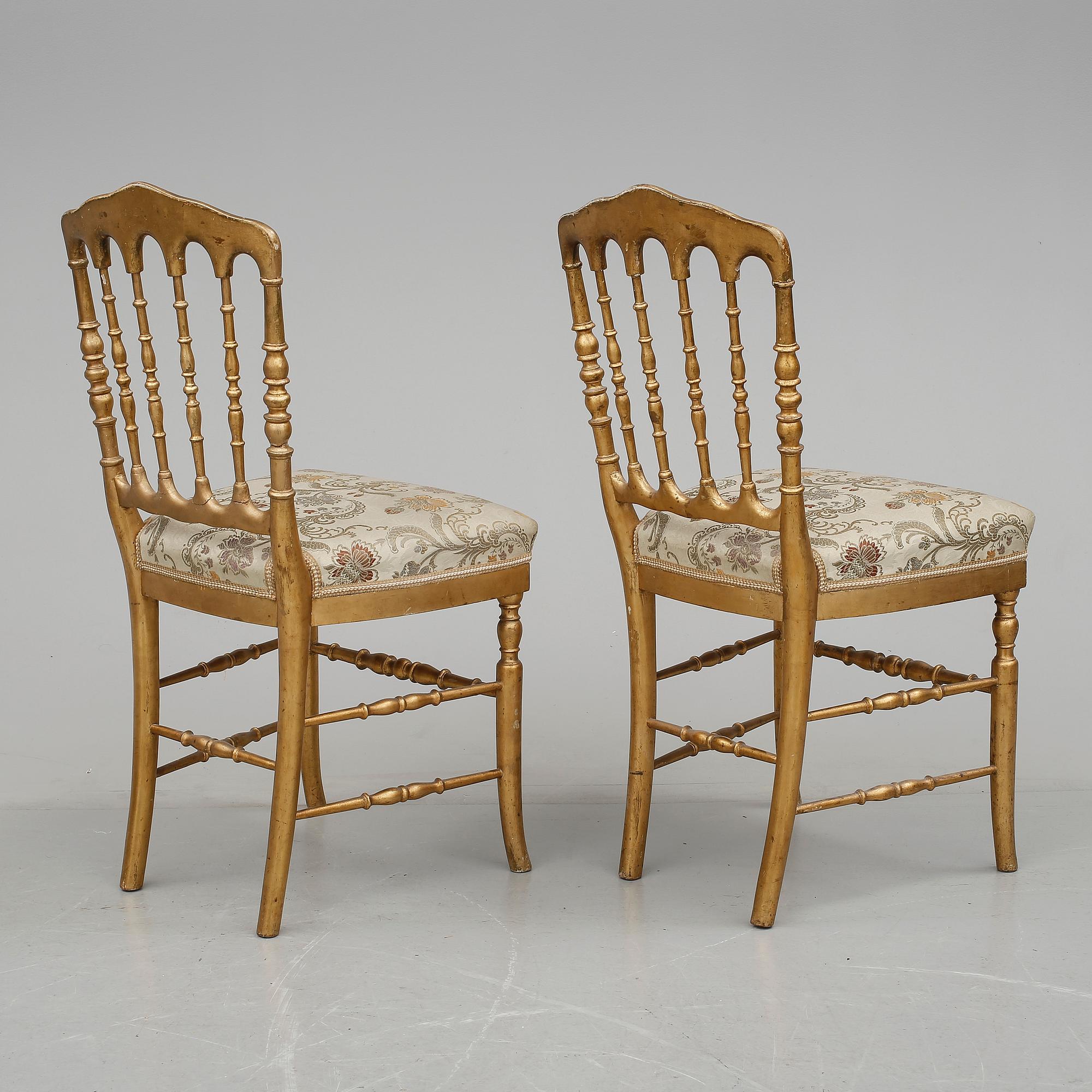 STOLAR, ett par, Chiavari / Napoleon / Tiffany-stil, 1900-talets mitt.