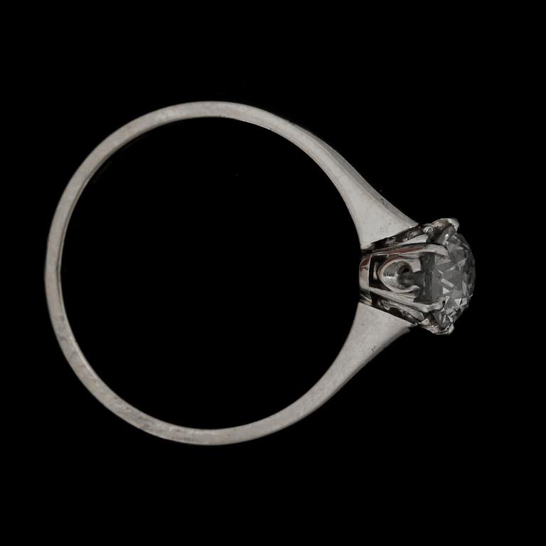 ENSTENSRING, vitguld 18k, gammalslipad diamant, Erik Thomassons Guld, Stockholm, troligen 1948. Vikt ca 2 gram.