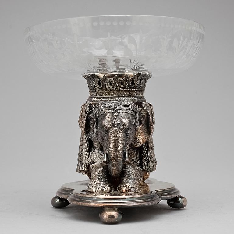 SKÅL, nysilver och glas, trol England, 1800-talets slut.