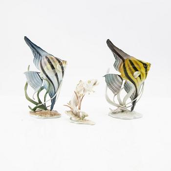 Figurines, 3 pieces Hutschenreuther/Rosenthal Germany, mid-20th century porcelain.