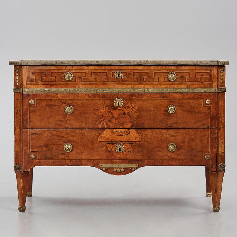 A Gustavian marquetry and gilt brass-mounted commode by J. Neijber (master 1768).