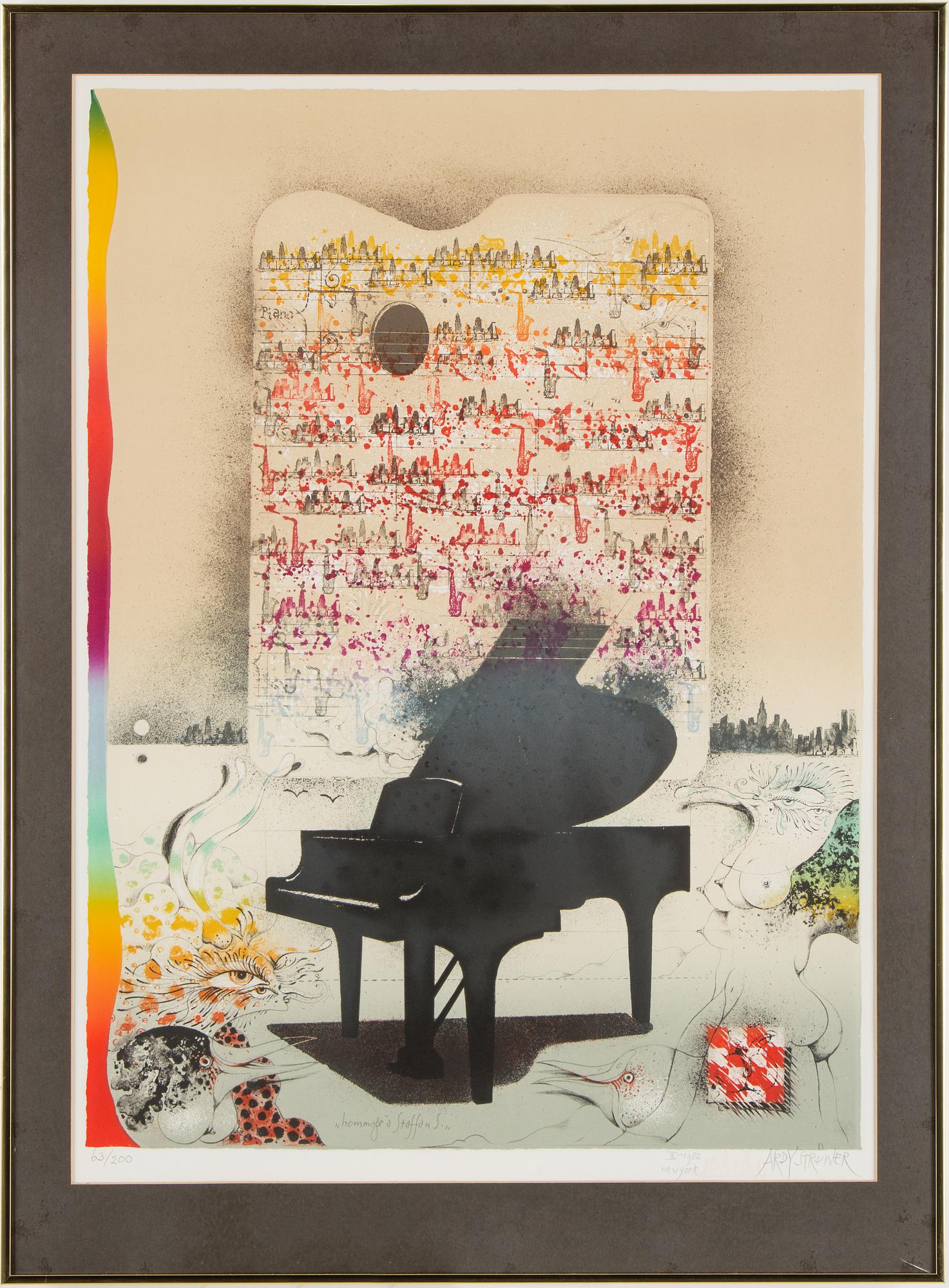 ARDY STRÜWER, litografi, signerad och daterad New York 1982,  numrerad 63/200.