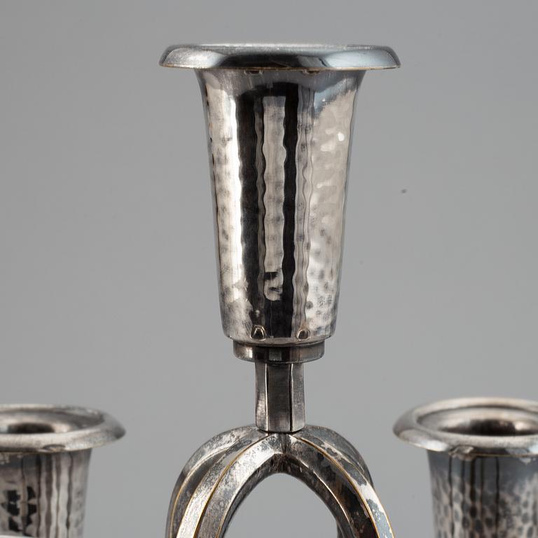 A silver plated candelabrum, early 20th Century.