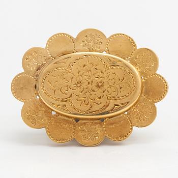 An 18K gold brooch/pendant. Johan Edvard Fagerroos, Helsinki 1862.