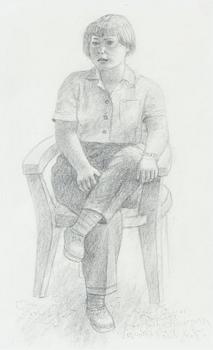 Bror Hjorth, pencil drawing, signed Bror Hjort.