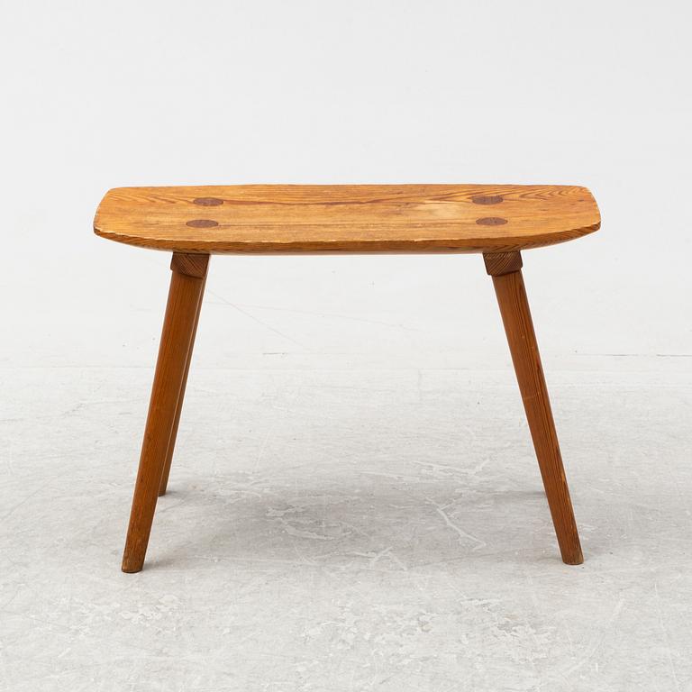 A stained pine stool, mid 20th Century.