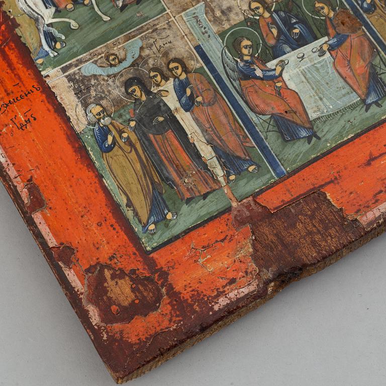 A Russian icon, tempera on panel, 19th/20th century.