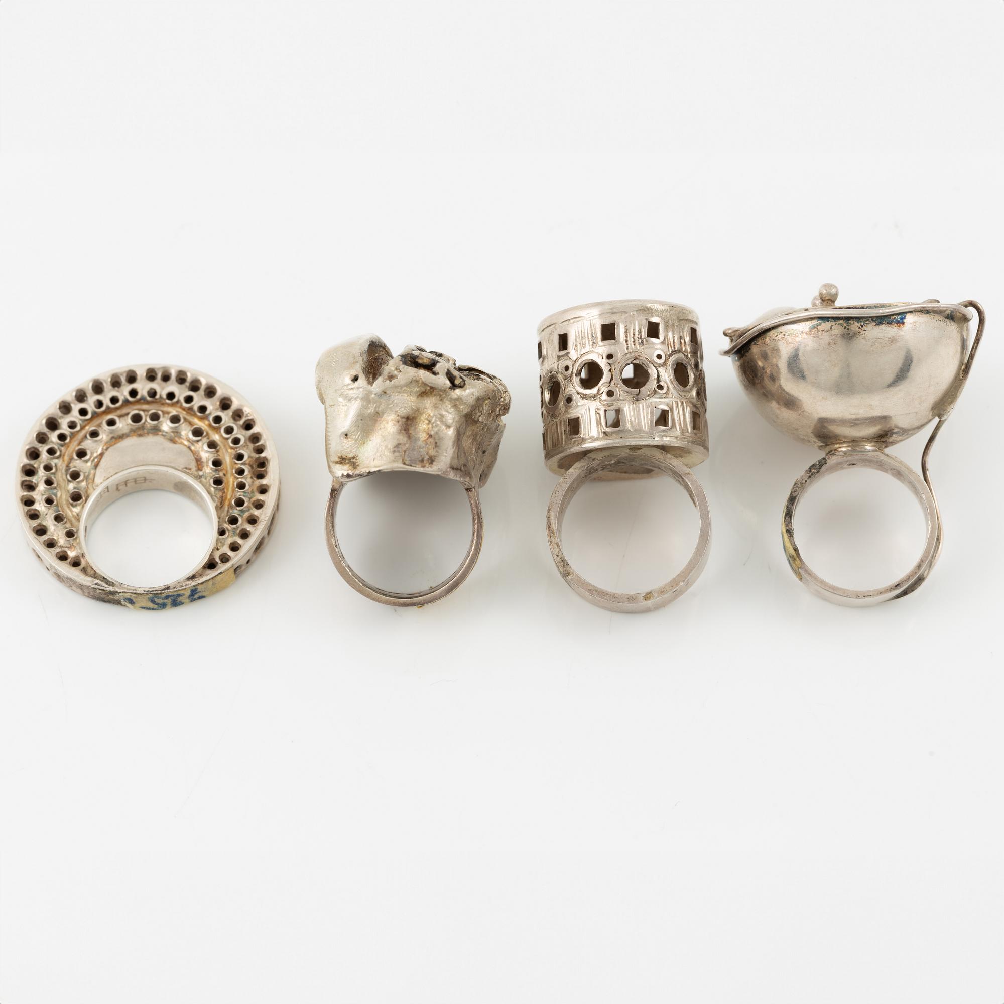 Lars Arby, four rings, sterling silver, Gothenburg among others 1963 and 1981.