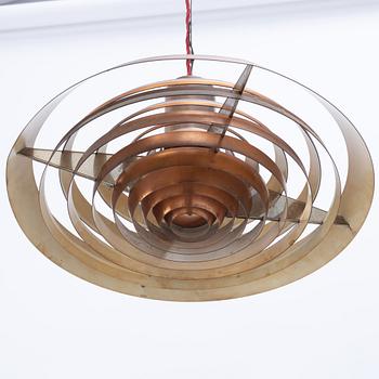 Poul Henningsen, a copper ceiling lamp "PH Tallerken", Louis Poulsen Denmark, second half of the 20th century.