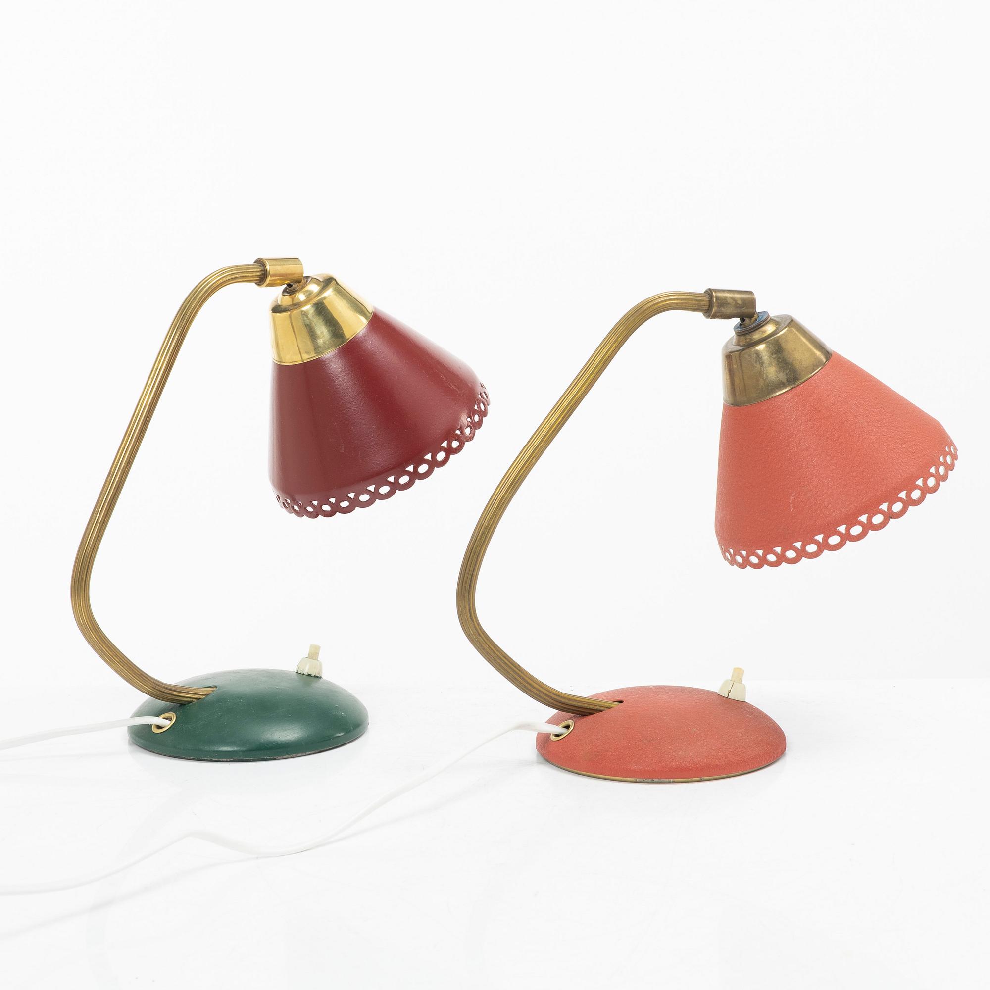 Vägglampor, ett par snarlika, EWÅ, 1950/60-tal.