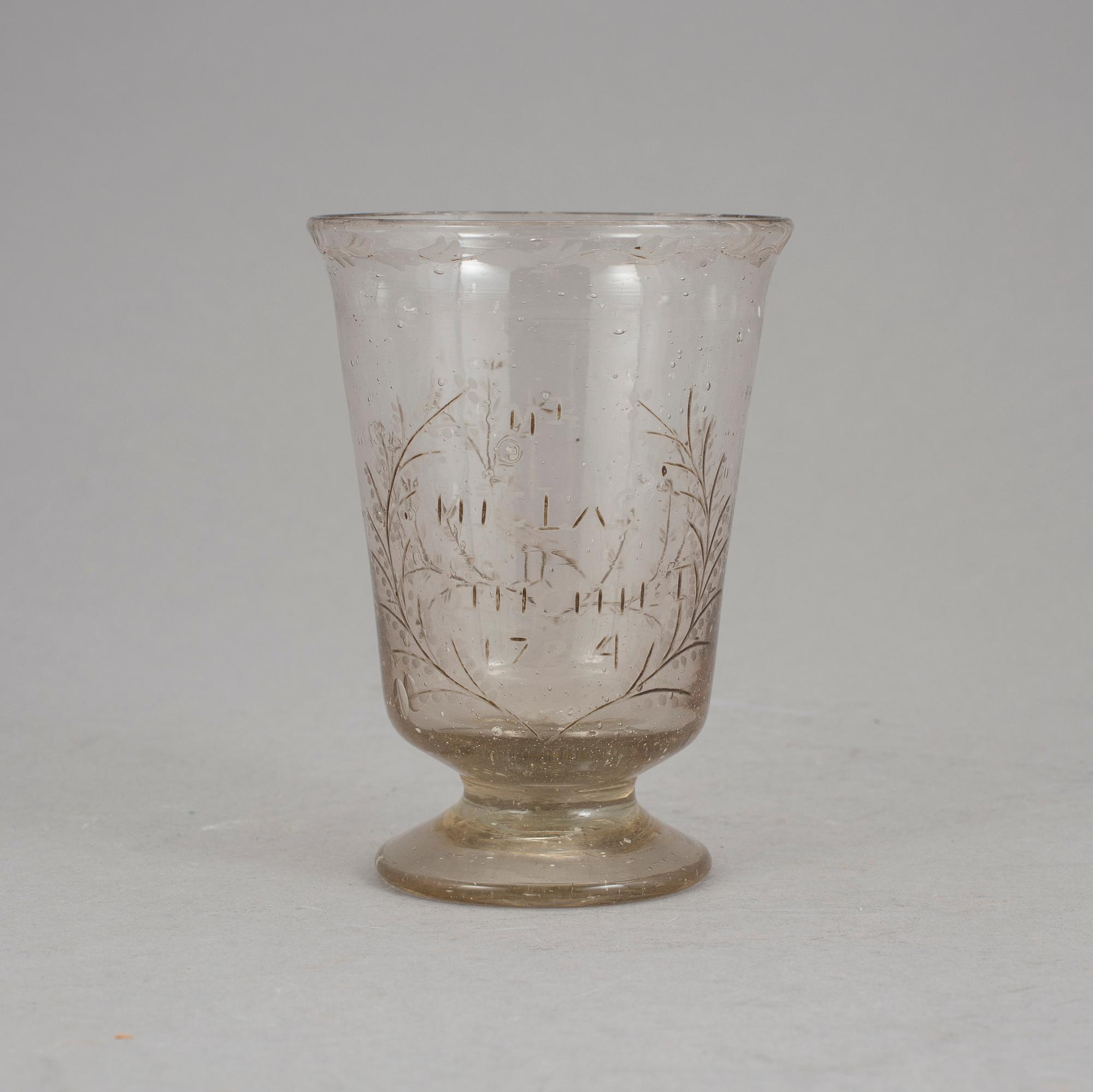 BÄGARE, glas, 1700-tal.