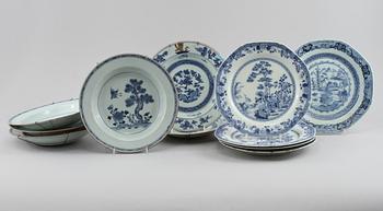 TALLRIKAR, 10 st, porslin, Kina, 1700-tal.