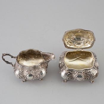 A German silver creamer and sugar bowl, first half of the 20th Century.