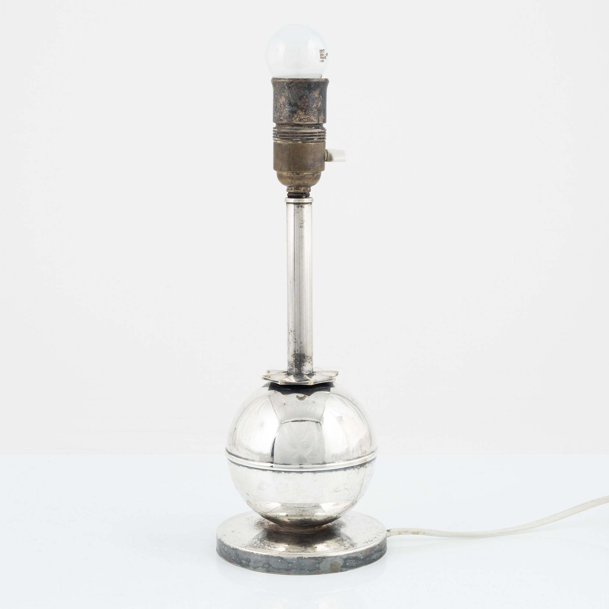 A silver plated table light, 1930's.