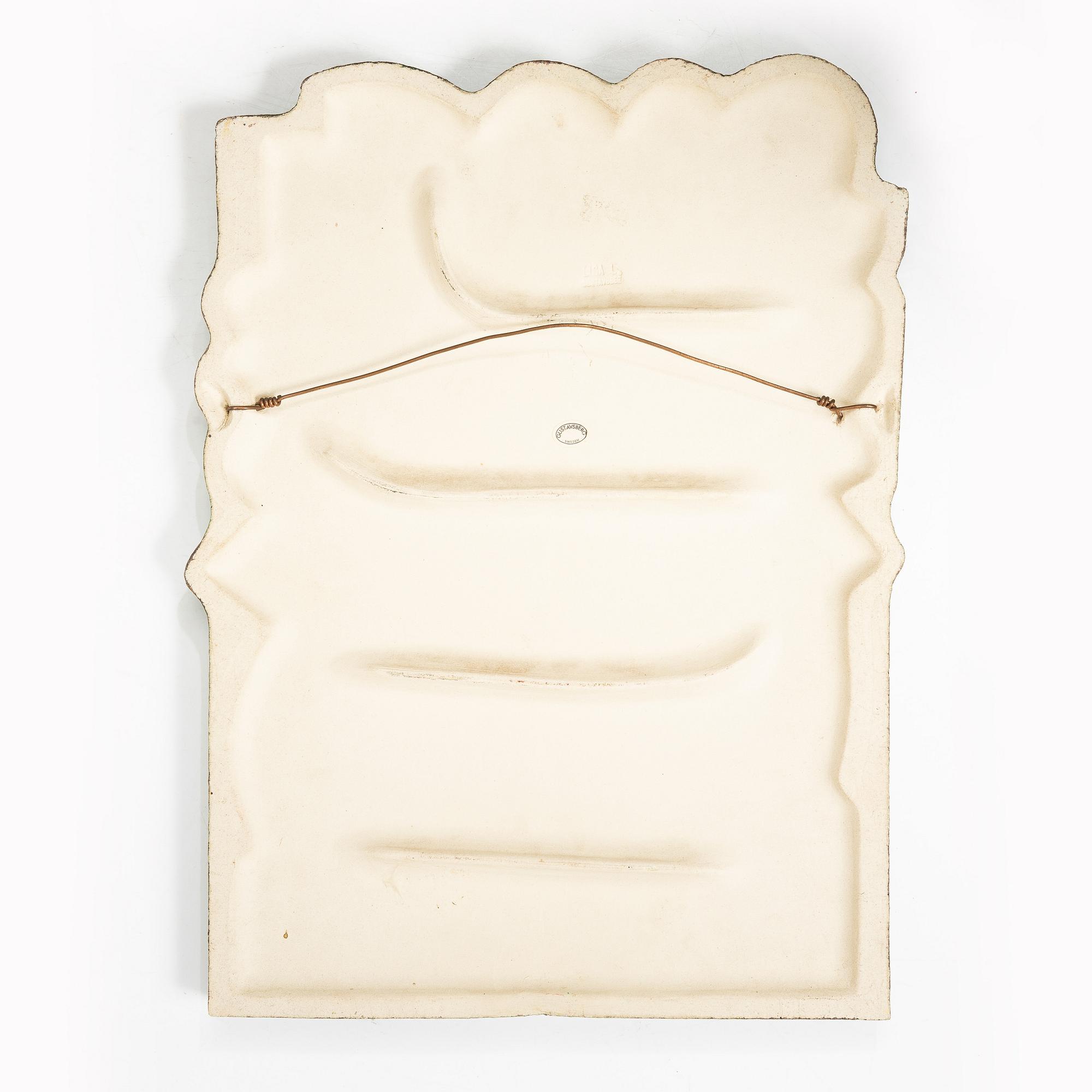 Lisa Larson, a 'Dubbelfasan' ceramic wall plaque, Gustavsberg.