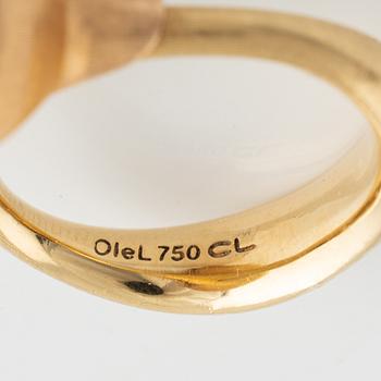 Charlotte Lynggaard för Ole Lynggaard, ring 18K guld med topas och briljantslipade diamanter "Lotus" no 3.