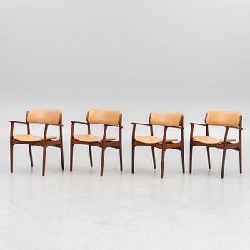 Erik Buch,  karmstolar, modell 49, 4 st, OD Møbler. Danmark, 1960-tal.