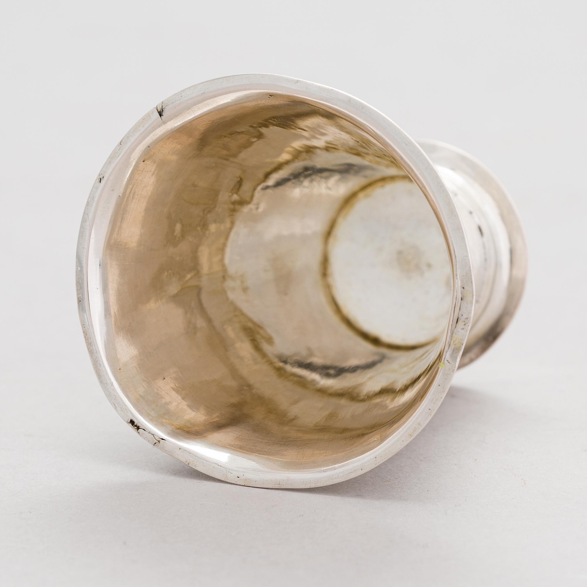 A Finnish 18th-century silver beaker, maker's mark of Jonas Langberg, Pori 1765.