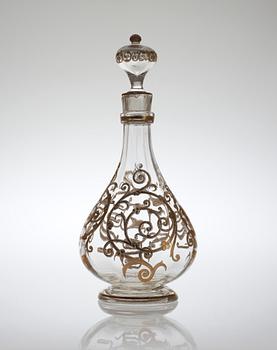 KARAFF, glas med dekor i guld. SAINT LOUIS Frankrike 1800-talets slut.