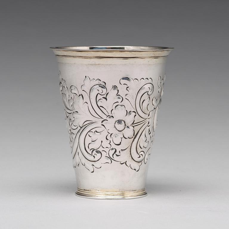 Johan Lund, bägare, silver, Stockholm 1704. Karolinsk.