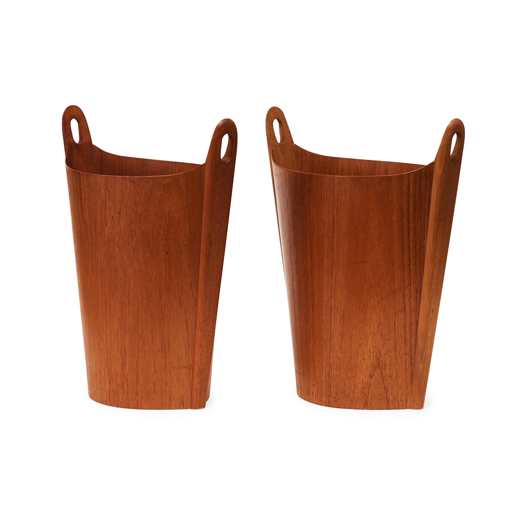 Two PS Heggen teak waste paper bins, Nordfjordeid, Norway 1960's.