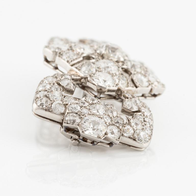 A Cartier platinum brooch set with old-cut diamonds, Art Déco.