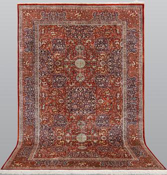 Matta, orientalisk, figural, silke, ca 245 x 143 cm.