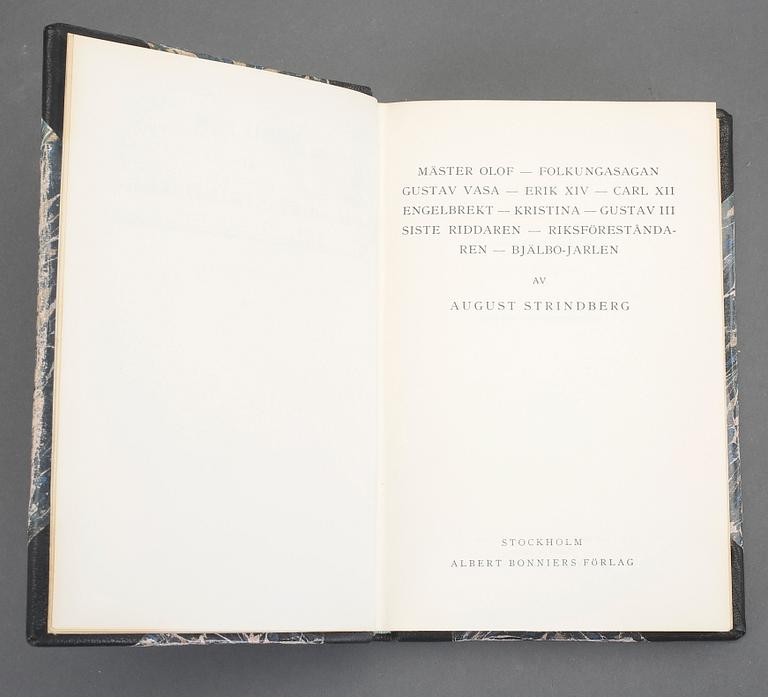 AUGUST STRINDBERG, 14 volymer, bla Inferno och En dåres försvarstal,  Stockholm bl a 1946.