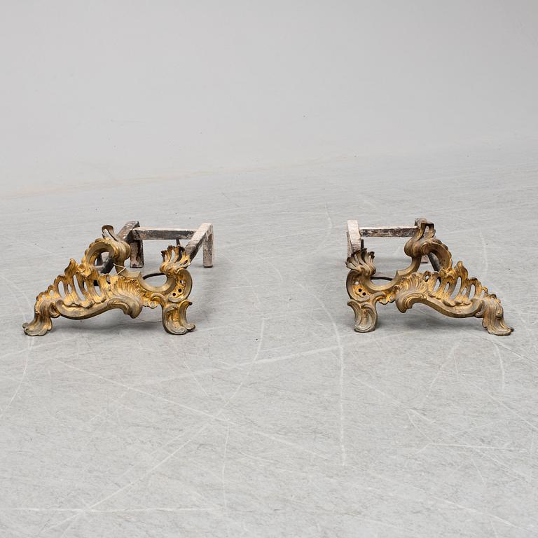 A pair of 19th century Louis XV-style andirons.