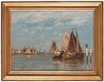 Carl Skånberg, "Fiskeskutor, Holland" (Fishing boats, Holland).