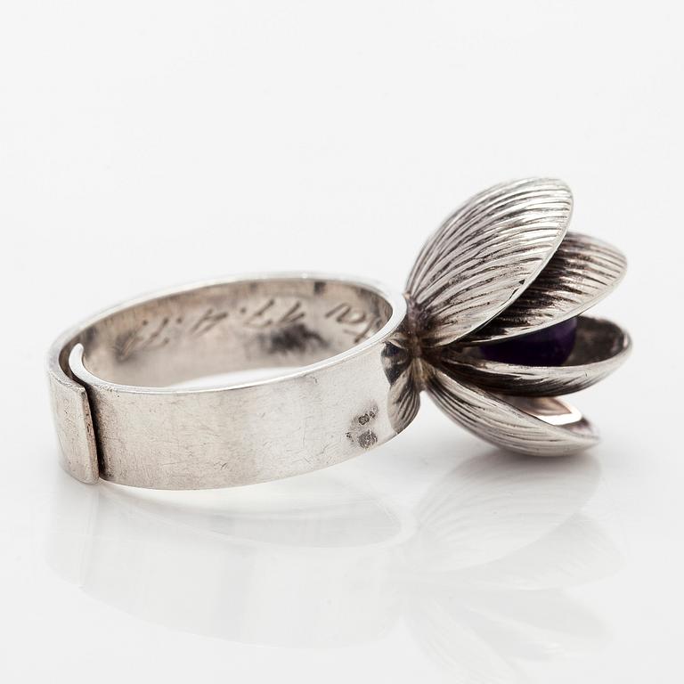 Elis Kauppi, sormus, ametisti, hopea, Kupittaan Kulta, Turku 1970.