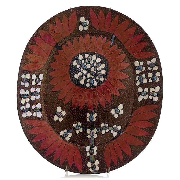 Birger Kaipiainen, dekorationsfat, stengods, signerat Kaipiainen Arabia Finland.