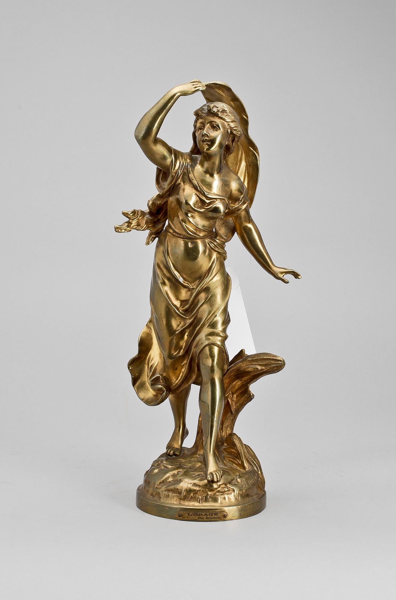 ÉMILE BRUCHON, efter, skulptur, mässing, omkring sekelskiftet 1900.