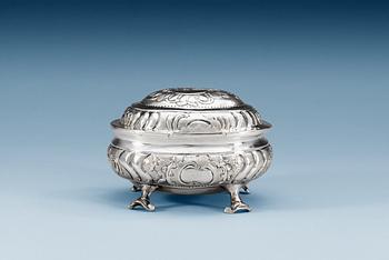 A RUSSIAN SILVER SUGAR-BOX, makers mark of Fedor Tichonov Kryshen, Moscow 1771.