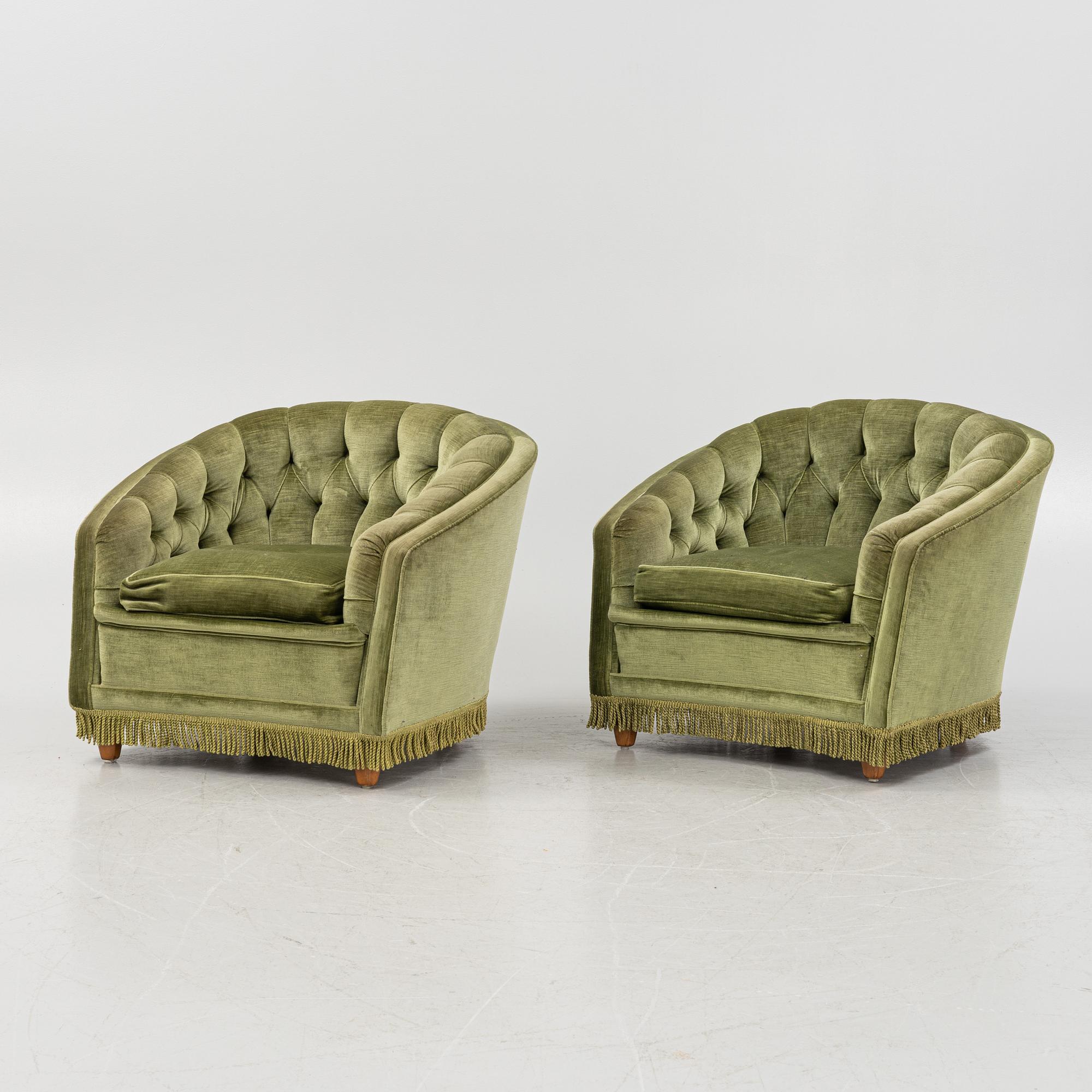 A pair of lounge chairs ,mid 20th century.