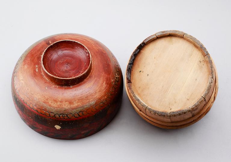 ALLMOGEFÖREMÅL, 4 st, trä, 1800-/1900-tal.