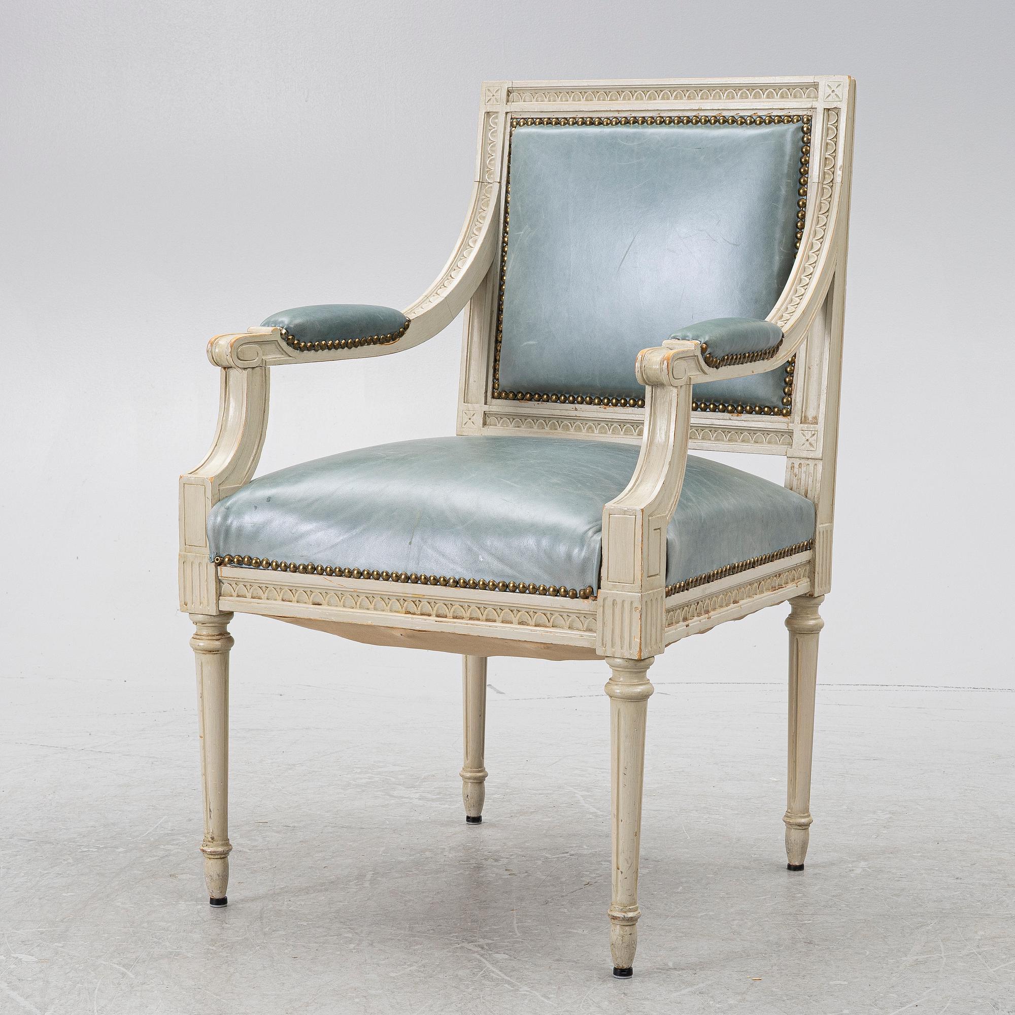 A Late Gustavian style armchair, second half of the 20th century.