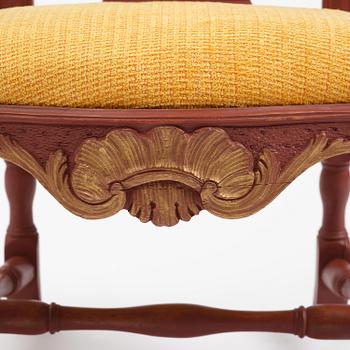 A Swedish rococo armchair, Stockholm, later part 18th century.
