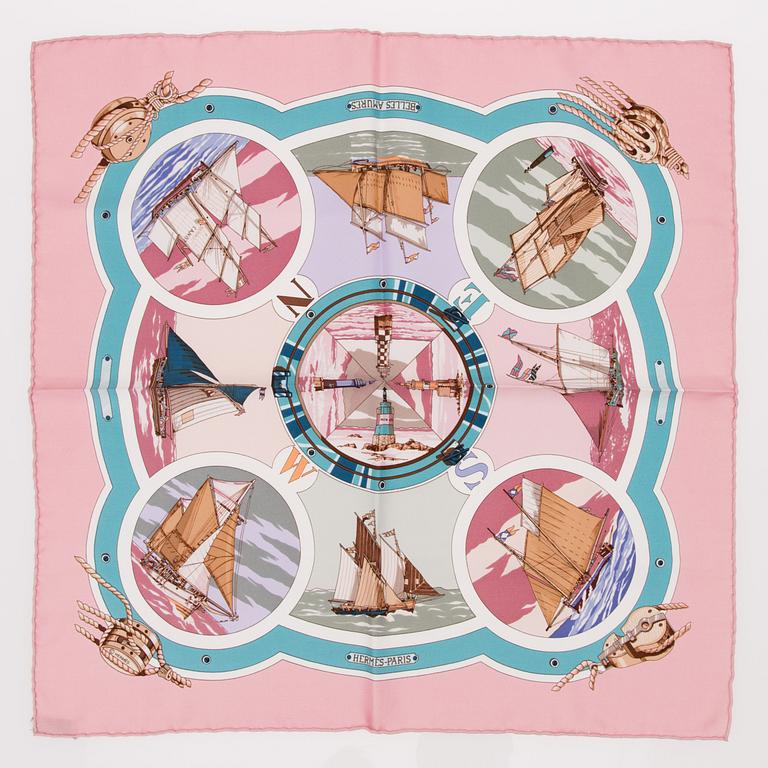 THREE POCKET SQUARE SCARVES.
